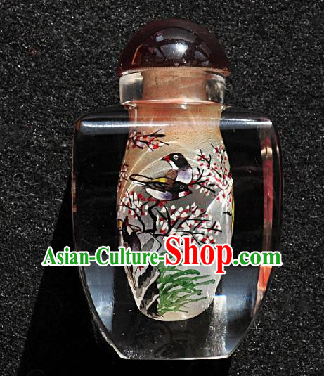 Chinese Handmade Snuff Bottle Traditional Inside Painting Flower Birds Snuff Bottles Artware