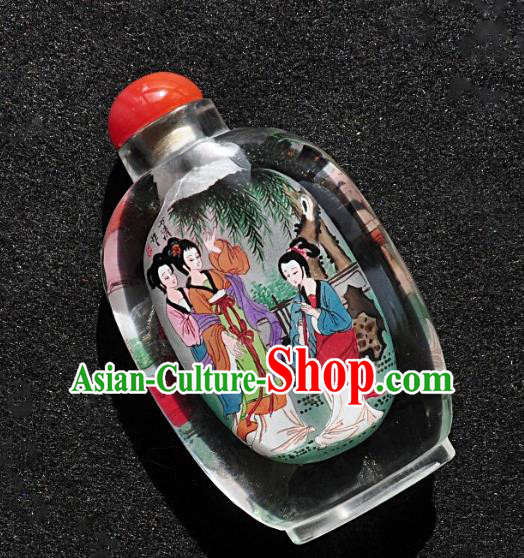 Chinese Handmade Snuff Bottle Traditional Inside Painting Young Girls Snuff Bottles Artware