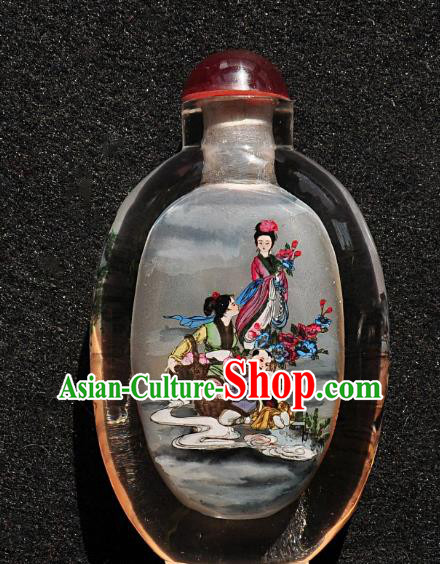 Chinese Handmade Snuff Bottle Traditional Inside Painting Female Children Snuff Bottles Artware