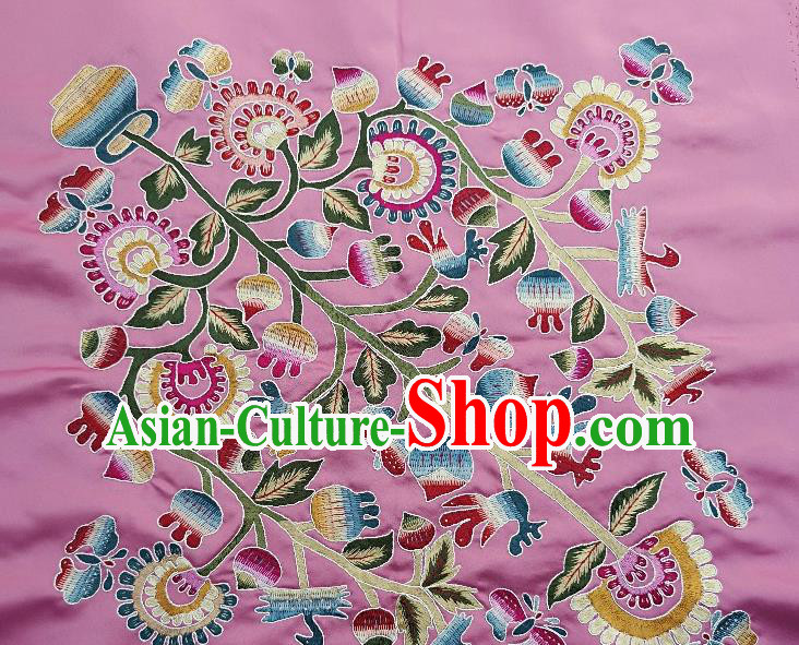 Traditional Chinese Embroidered Butterfly Fabric Hand Embroidering Dress Applique Embroidery Flowers Pink Silk Patches Accessories