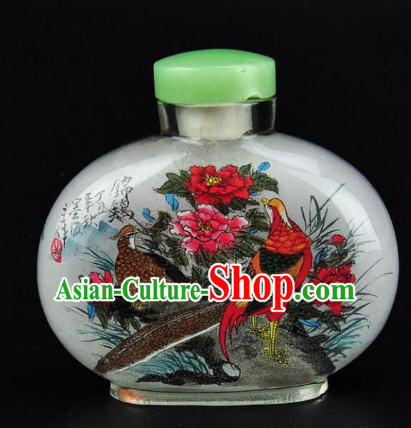 Chinese Handmade Flowers Birds Snuff Bottle Craft Traditional Inside Painting Peony Snuff Bottles Artware
