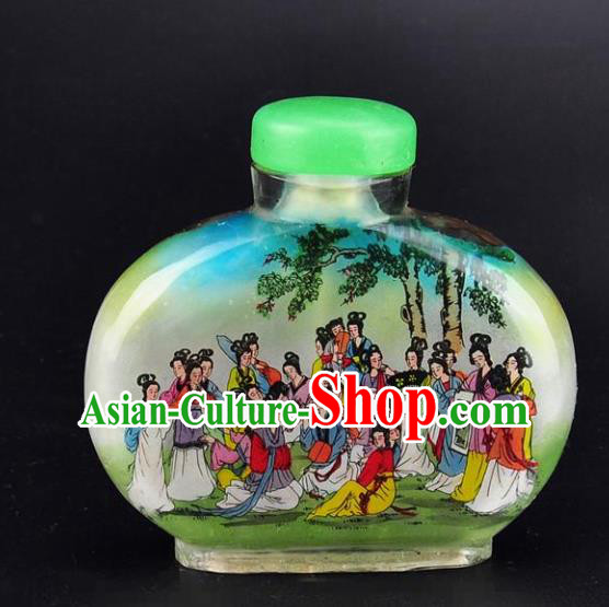 Chinese Handmade Hundred Beauty Snuff Bottle Craft Traditional Inside Painting Court Lady Snuff Bottles Artware