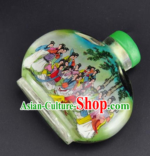 Chinese Handmade Hundred Beauty Snuff Bottle Craft Traditional Inside Painting Court Lady Snuff Bottles Artware
