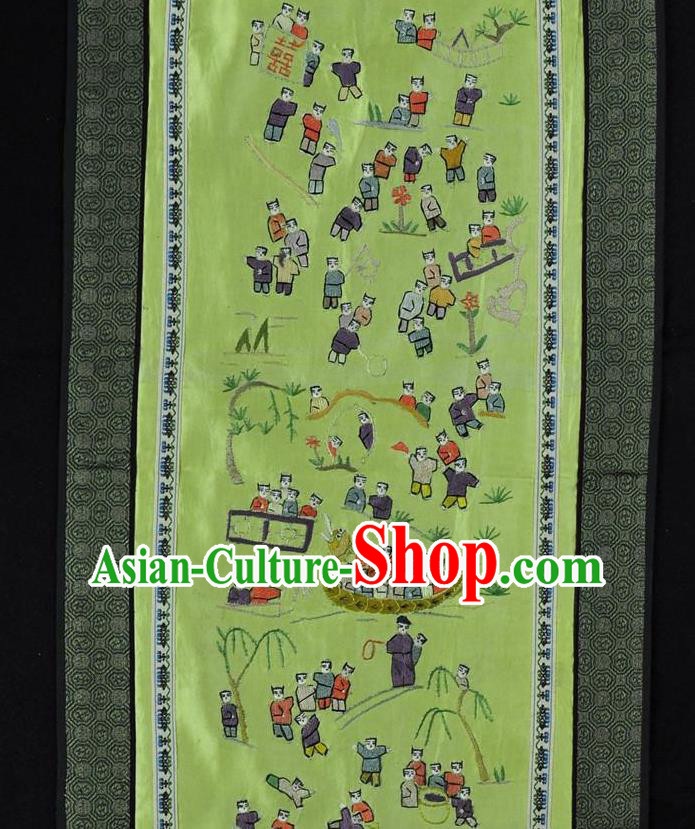 Traditional Chinese Embroidered Dragon Boat Children Decorative Painting Hand Embroidery Silk Wall Picture Craft