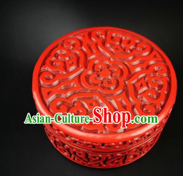 Traditional Chinese Carving Lacquerware Hand Red Rouge Box Craft