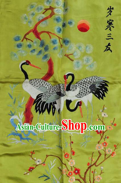 Traditional Chinese Embroidered Pine Cranes Decorative Painting Hand Embroidery Plum Blossom Silk Wall Picture Craft