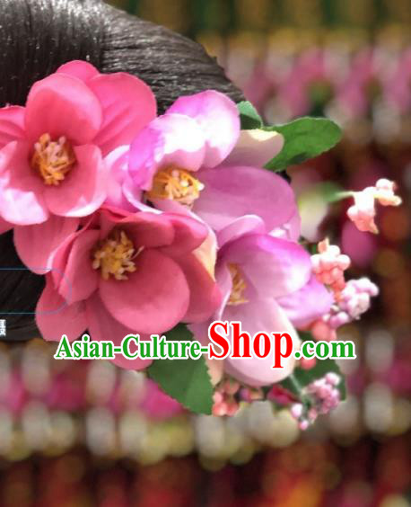China Handmade Pink Flowers Hair Stick Minority Nationality Women Headwear Miao Ethnic Bride Hair Accessories