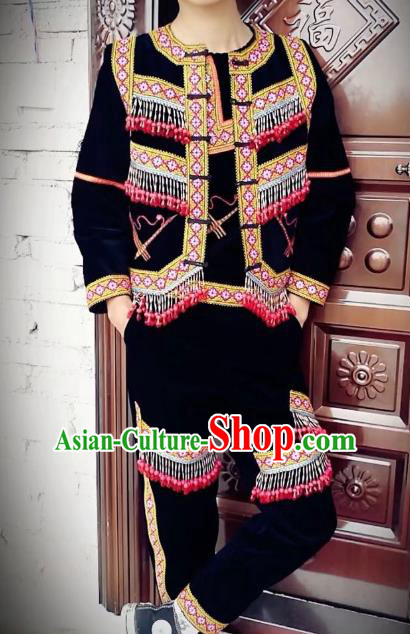 Chinese Ethnic Costumes Quality Miao Nationality Embroidered Clothing Men Shirt and Pants