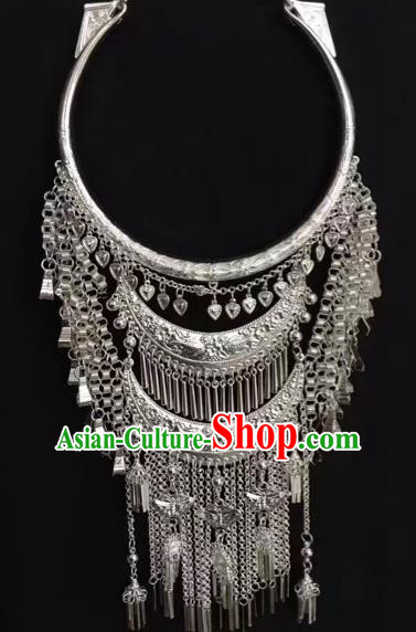 Handmade Chinese National Necklet Yunnan Miao Minority Silver Tassel Necklace Accessories Women Jewelry