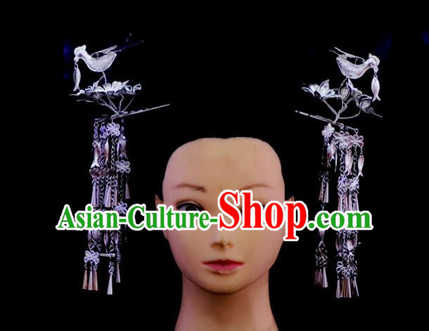 Chinese Miao Ethnic Bride Headdress Quality Miao Nationality Wedding Hair Combs Tassel Hairpins Phoenix Coronet Full Set