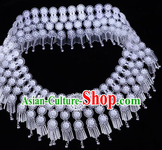 China Traditional Miao Silver Waist Accessories Yunnan Miao Ethnic Jewelry Belt