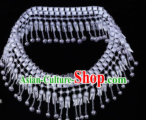 China Traditional Decoration Miao Silver Bells Tassel Waist Accessories Yunnan Miao Ethnic Belt Jewelry