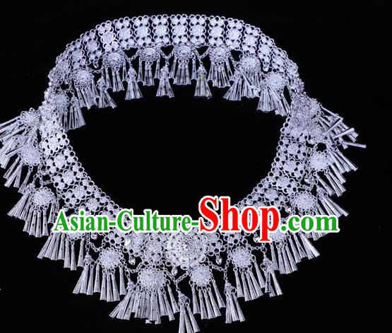 China Yunnan Miao Ethnic Argent Belt Jewelry Traditional Decoration Miao Silver Flowers Waist Accessories