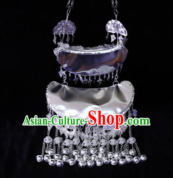 China Miao Ethnic Folk Dance Jewelry Accessories Traditional Minority Stage Show Bells Tassel Necklace