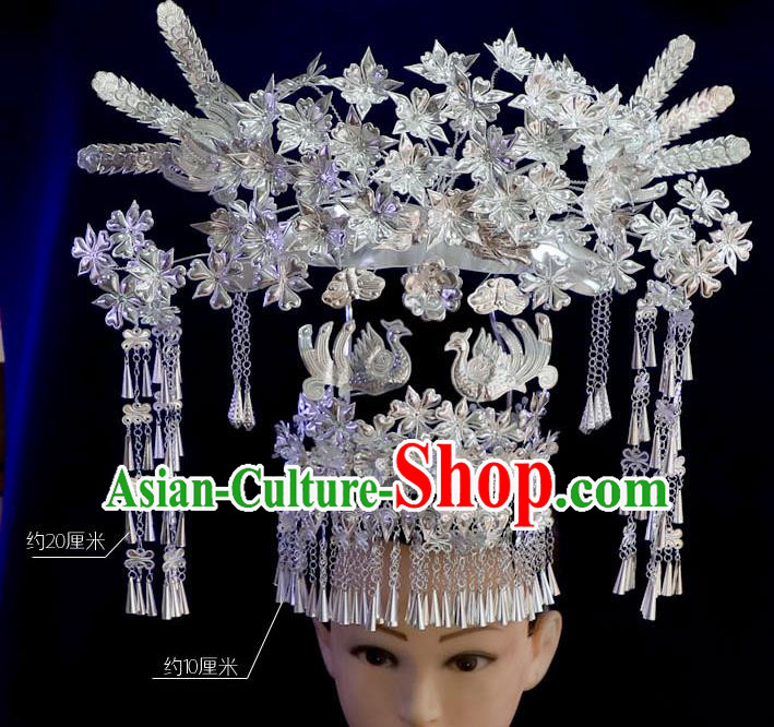 Chinese Miao Ethnic Festival Hair Accessories Quality Minority Nationality Wedding Phoenix Coronet Full Set