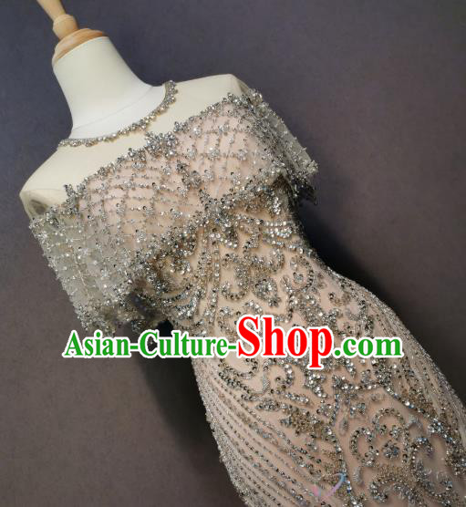 Chorus Embroidered Champagne Full Dress Evening Wear Singer Costumes Annual Meeting Compere Clothing