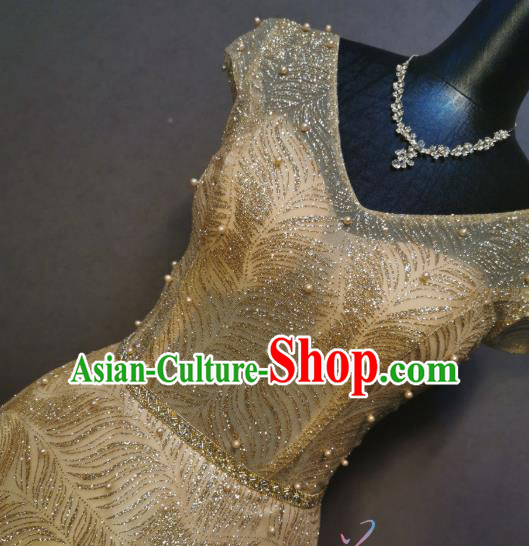 Annual Meeting Costumes Evening Wear Bride Toast Dress Compere Golden Full Dress