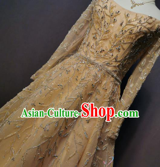 Drilling Golden Dress Annual Meeting Compere Full Dress Evening Wear Bride Costumes