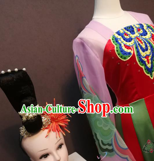 China Classical Dance Costumes Fan Dance Dress Spring Festival Gala Flying Dance Clothing and Headwear