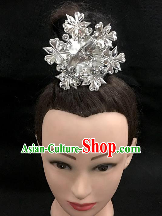 China Handmade Miao Ethnic Argent Hair Stick Dong Minority Folk Dance Hair Accessories Flowers Hairpins