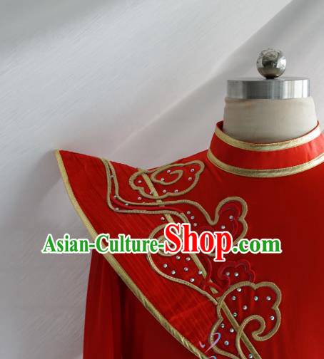 China Men Classical Dance Red Outfits New Year Drum Dance Costume Spring Festival Gala Clothing
