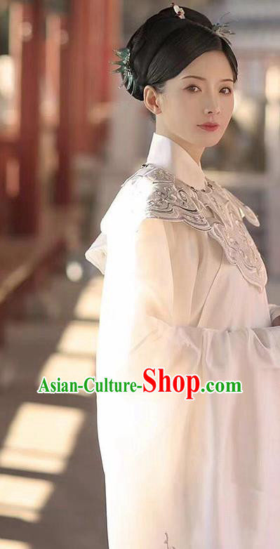 Chinese Ming Dynasty Noble Female Costumes White Hanfu Dress Traditional Ancient Princess Clothing Embroidered Gown and Skirt