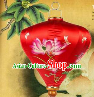Handmade Chinese Printing Lotus Palace Lanterns Traditional New Year Lantern Classical Festival Red Satin Lamp