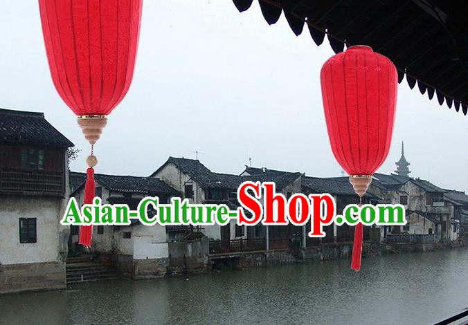 Handmade Chinese Decoration Palace Lanterns Traditional New Year Red Satin Lantern Classical Festival Wax Gourd Lamp