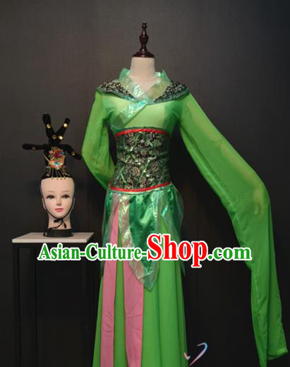 Chinese Classical Dance Clothing Traditional Water Sleeve Dance Green Dress Han Dynasty Palace Maid Costume