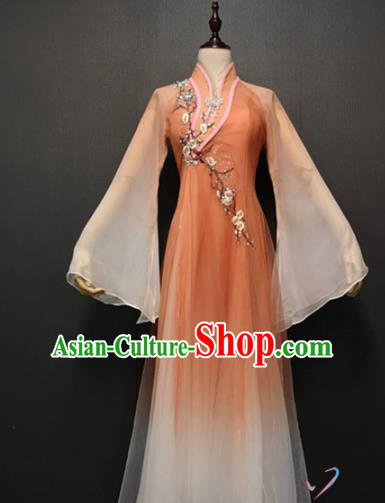 Chinese Classical Dance Costume Traditional Stage Performance Clothing Umbrella Dance Orange Dress