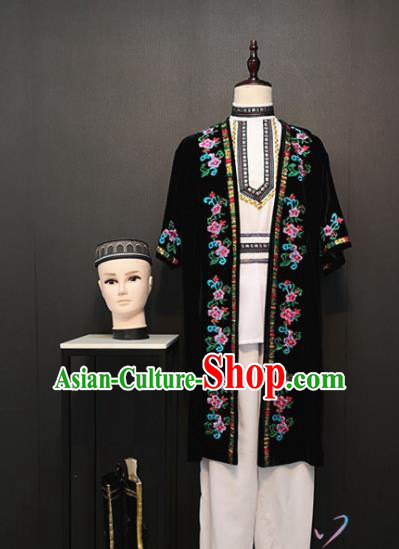 China Xinjiang Ethnic Clothing Traditional Minority Dance Costumes Custom Uyghur Nationality Effendi Apparels and Hat