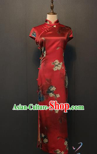 Custom Bride Cheongsam Bride Toast Clothing Shanghai Classical Young Lady Red Silk Qipao Dress