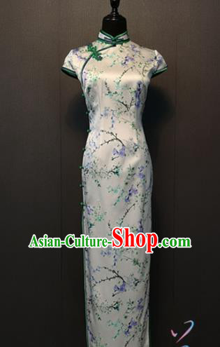 Custom Shanghai Silk Qipao Dress Compere Clothing China Traditional Classical Cheongsam