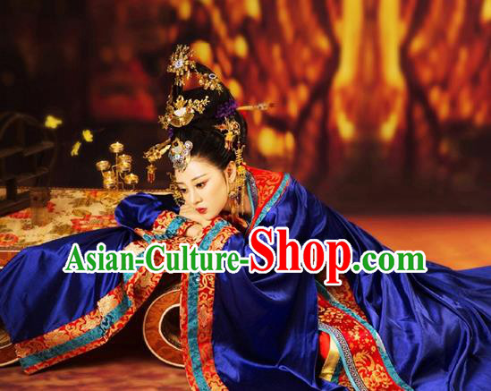Chinese Ancient Costumes Traditional Tang Dynasty Imperial Consort Hanfu Dress Apparels and Headpieces