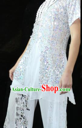China Men Modern Dance Clothing Stage Performance Dancers Sequins Shirt and Pants Outfits