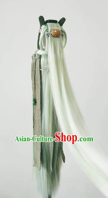 China BJD Green Wig Sheath Hair Accessories Cosplay Swordsman Wigs