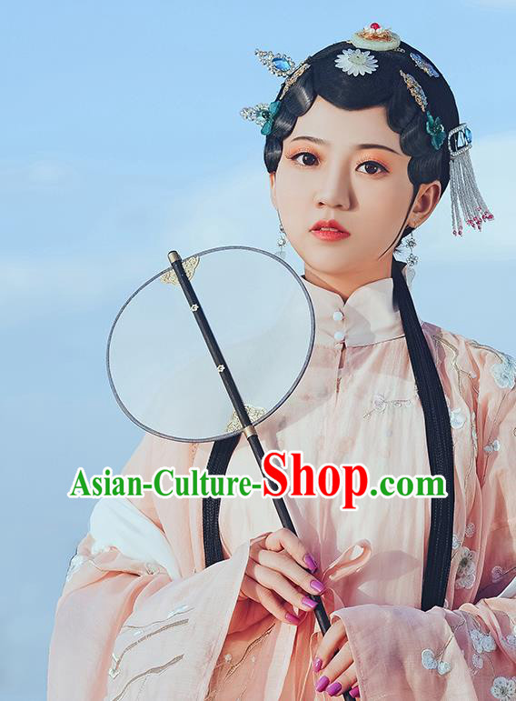 Chinese Ancient Patrician Lady Hanfu Dress Traditional Ming Dynasty Noble Female Costumes and Hair Accessories Full Set