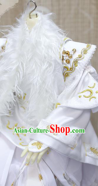 BJD Chivalrous Man Costumes Custom China Ancient Cosplay Royal Highness White Clothing