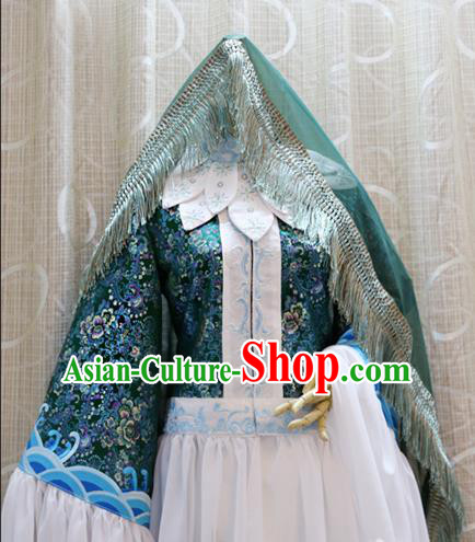 China Cosplay Female Swordsman Green Dress Custom Clothing Traditional Ancient Chivalrous Woman Costumes Full Set