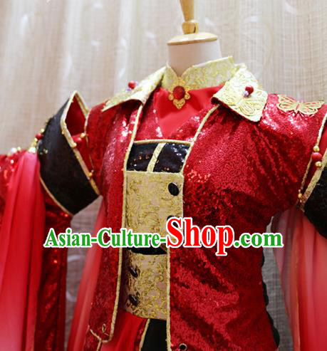 Cosplay King Asura Costumes Custom China Ancient Swordsman Lord Red Clothing