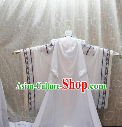 Cosplay Royal Highness Shi Yanwen Costumes Custom China Ancient Swordsman King White Clothing