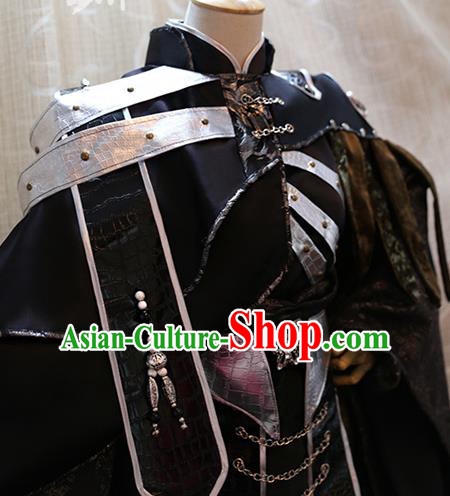 Cosplay King Xijing Wuque Costumes Custom China Ancient Swordsman Black Clothing Complete Set