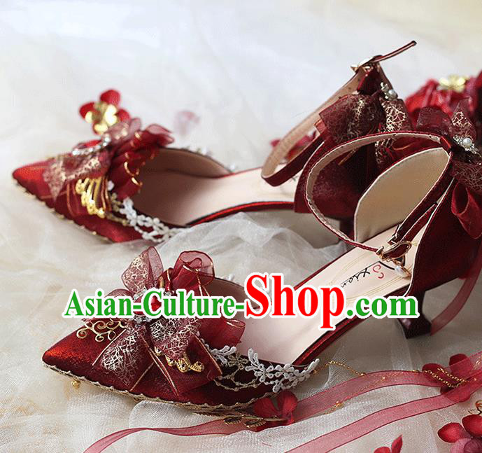 Halloween Cosplay Red High Heels Shoes Custom Bride Shoes