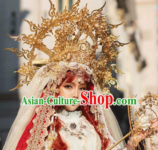Handmade Medusa Hair Accessories Halloween Cosplay Enchantress Deluxe Golden Royal Crown