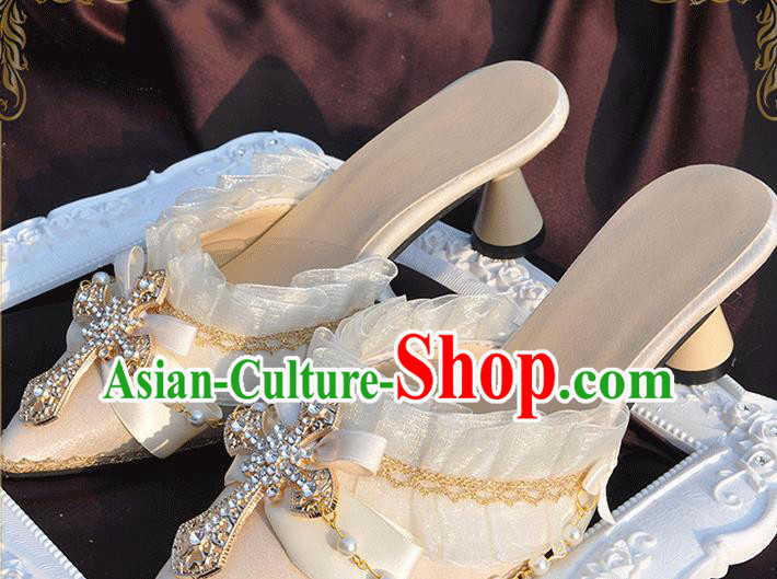 Custom Bride Wedding Shoes Halloween Cosplay White High Heels Shoes