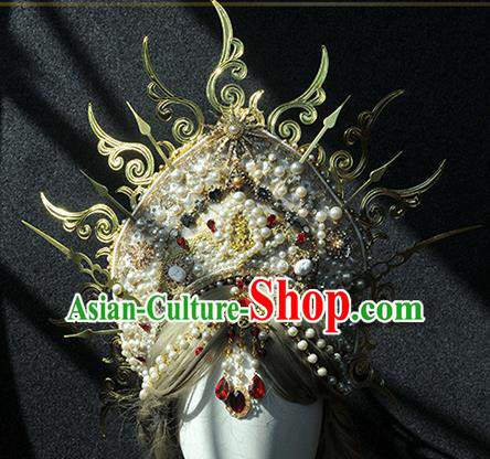 Handmade Baroque Hair Accessories Halloween Cosplay Deluxe Queen Royal Crown Headwear