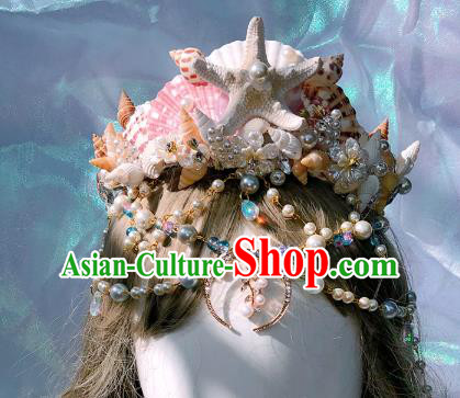Handmade Starfish Hair Accessories Headwear Halloween Cosplay Mermaid Princess Deluxe Royal Crown