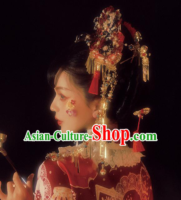 Halloween Cosplay Courtesan Deluxe Hair Crown Handmade Japanese Kimono Hair Accessories Headwear