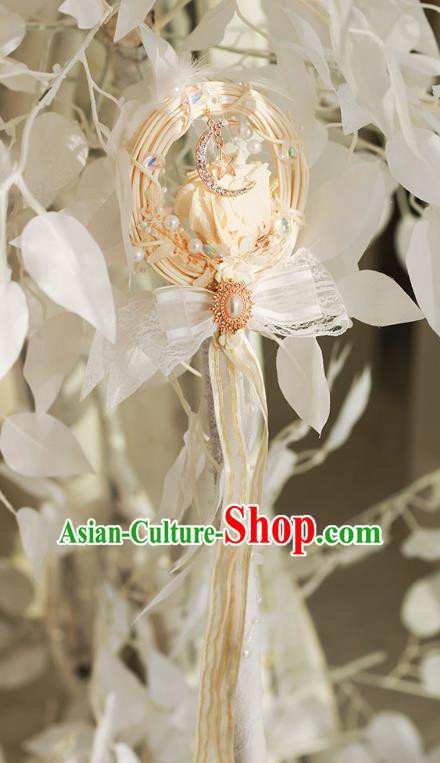 Halloween White Silk Rose Scepter Cosplay Props Stage Performance Fairy Crabstick