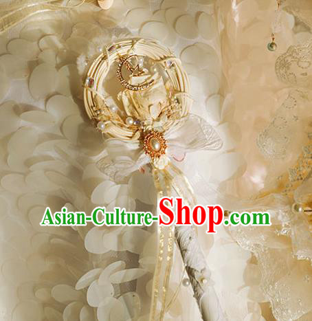 Halloween White Silk Rose Scepter Cosplay Props Stage Performance Fairy Crabstick